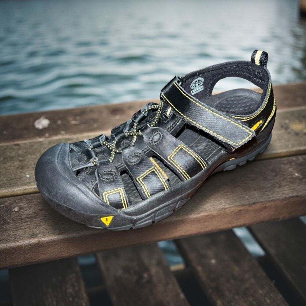 Big Kids' Keen Newport H2 Black Yellow Sandal Size 3